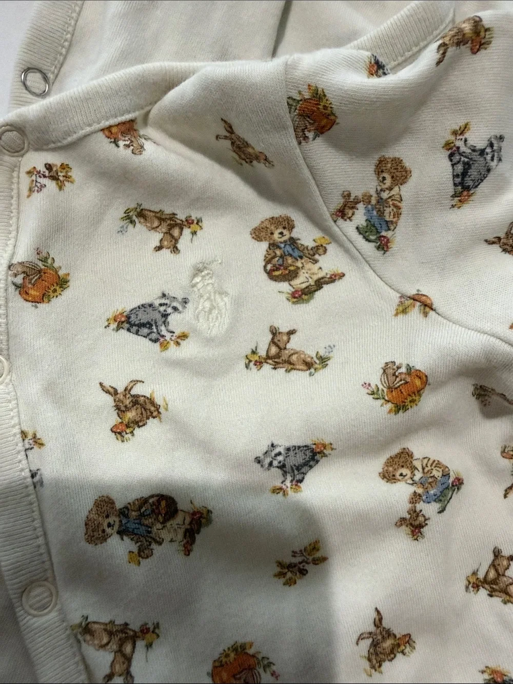 Ralph Lauren Baby 9M Polo Bear Cotton Footed Coverall SEE DESCRIPTION
